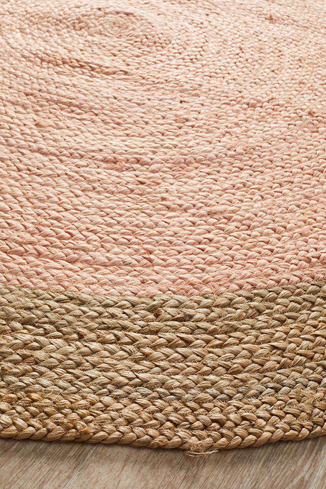 Rug Culture RUGS Florence Pink Round Jute Rug