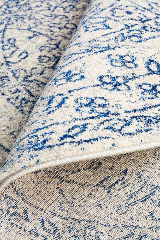 Rug Culture RUGS Formosa White Grey &amp; Blue Transitional Round Rug