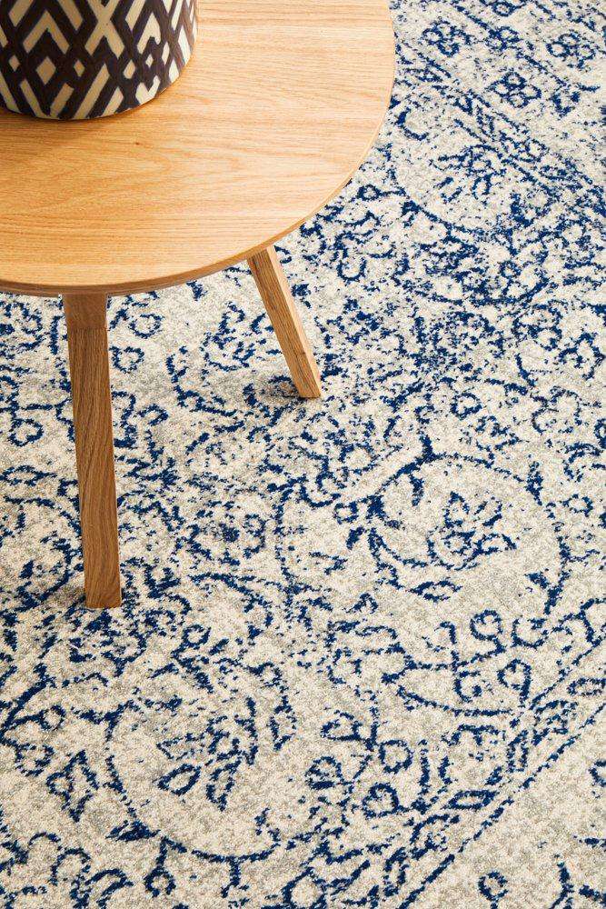 Rug Culture RUGS Formosa White Grey &amp; Blue Transitional Rug
