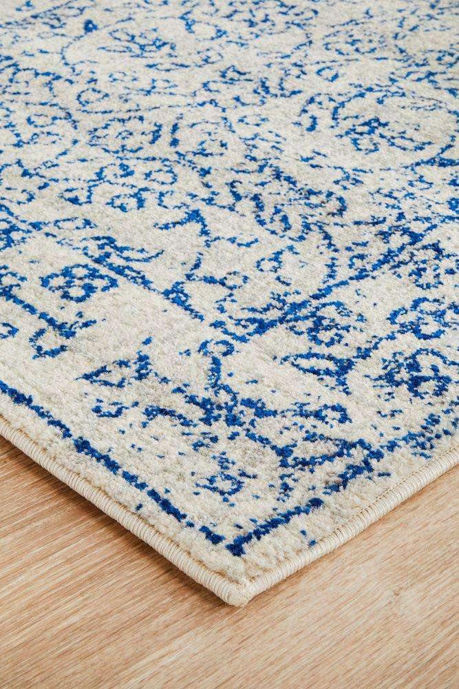 Rug Culture RUGS Formosa White Grey &amp; Blue Transitional Runner