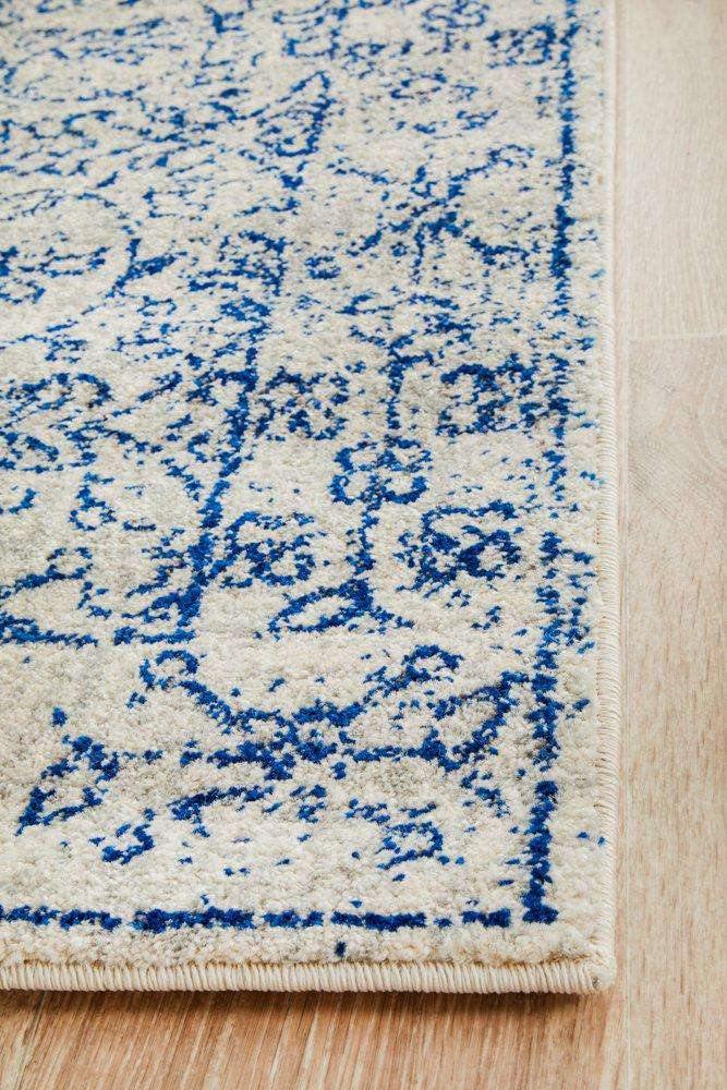 Rug Culture RUGS Formosa White Grey &amp; Blue Transitional Runner