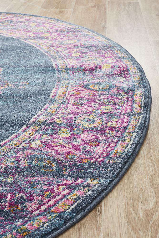 Rug Culture RUGS Goa Navy Traditional Round Rug