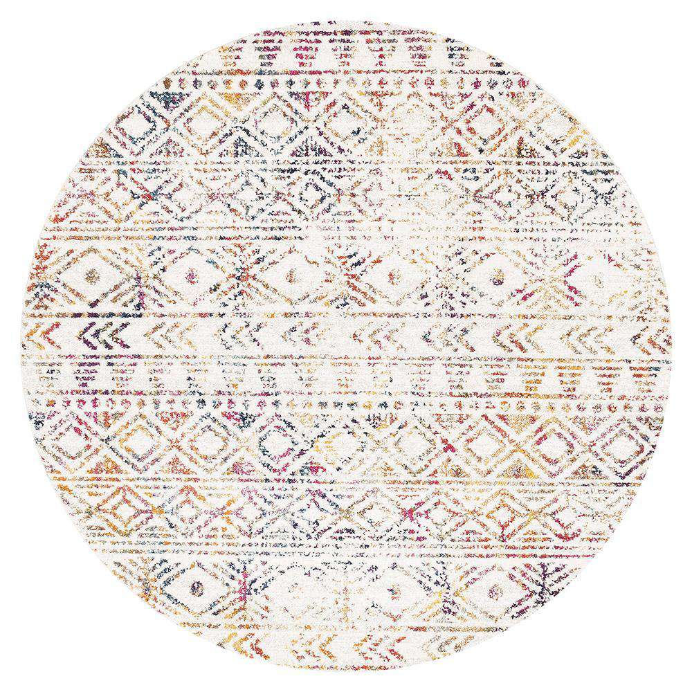 Ismail Multi Coloured Tribal Round Rug | Simple Style Co