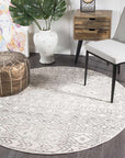 Rug Culture RUGS Ismail White Grey Tribal Round Rug