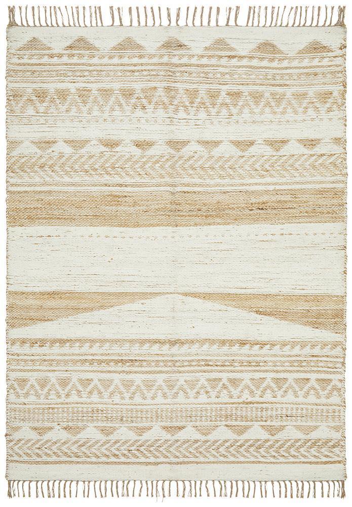 Kailani White & Natural Jute Blend Rug Simple Style Co
