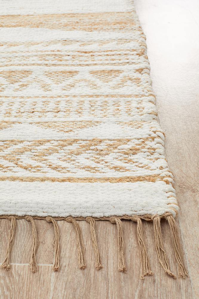 Kailani White & Natural Jute Blend Rug Simple Style Co