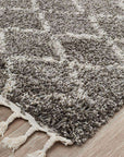 Rug Culture RUGS Kenza Grey Fringed Runner (Discontinued)