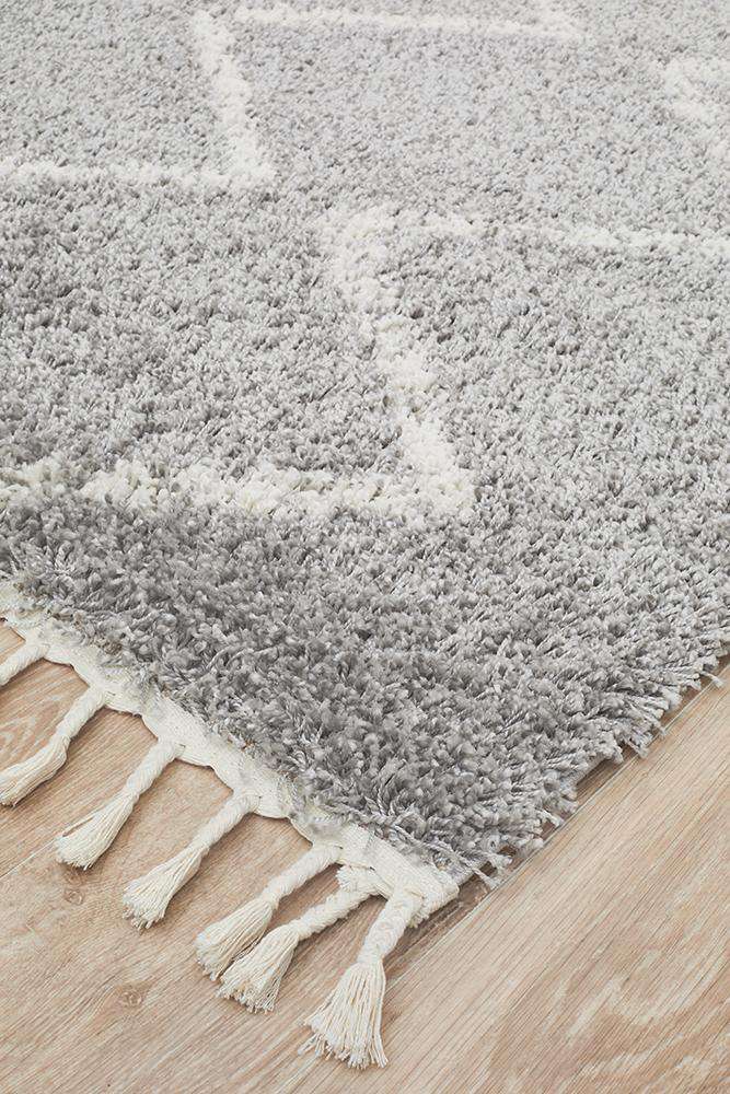 Rug Culture RUGS Kenza Silver Fringed Rug (Discontinued)