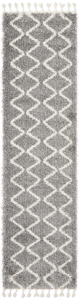 Rug Culture RUGS Kenza Silver Fringed Runner (Discontinued)
