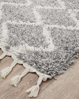 Rug Culture RUGS Kenza Silver Fringed Runner (Discontinued)