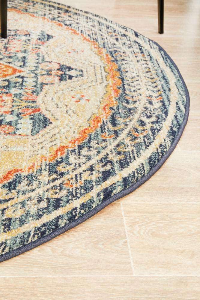 Rug Culture RUGS Legacy Navy &amp; Rust Transitional Round Rug