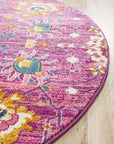Rug Culture RUGS Lisse Traditional Round Rug - Fuchsia