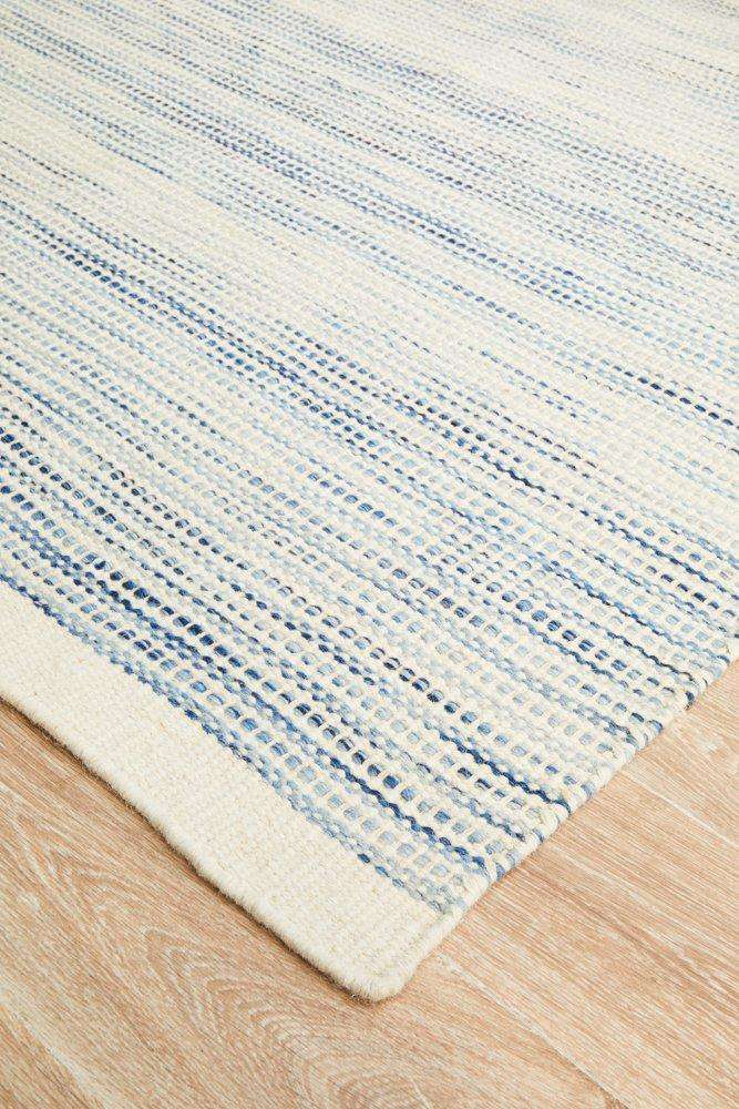 Rug Culture RUGS Madras Blue Flatwoven Wool Rug