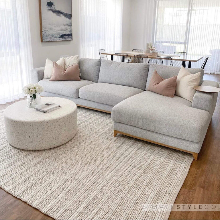 Mandurah Ivory Textured Wool Rug Simple Style Co