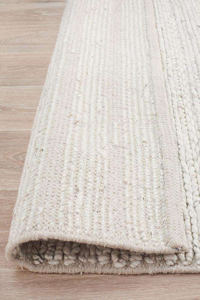 Mandurah Ivory Textured Wool Rug Simple Style Co