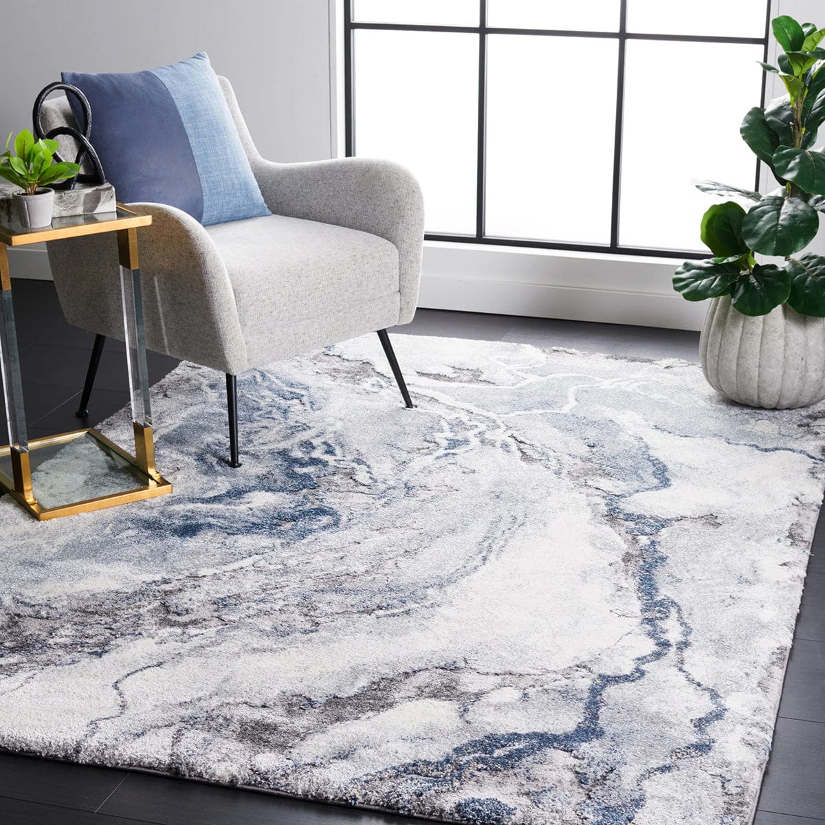 Mineral Blue Modern Rug Simple Style Co