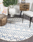 Rug Culture RUGS Nadia White Blue Tribal Round Rug (Discontinued)