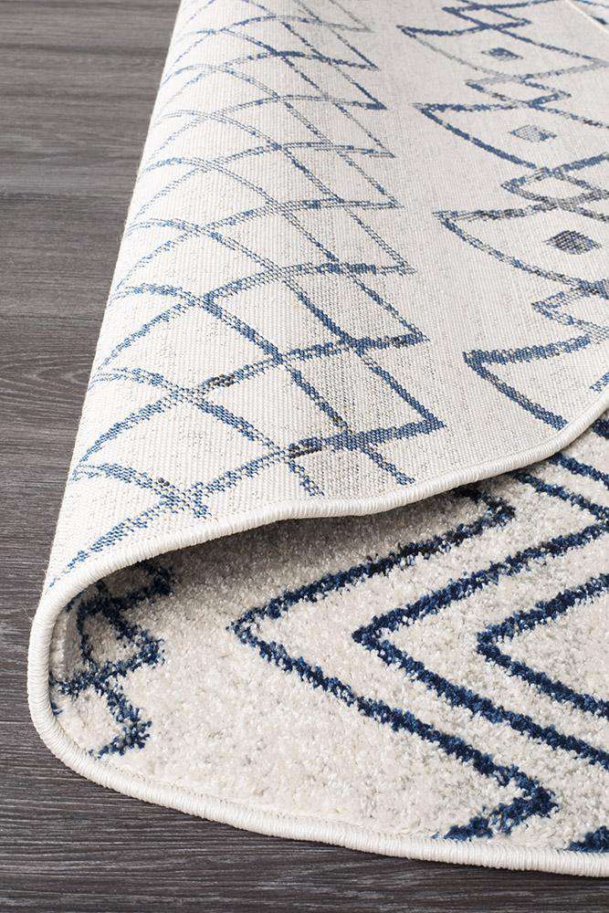Rug Culture RUGS Nadia White Blue Tribal Round Rug (Discontinued)