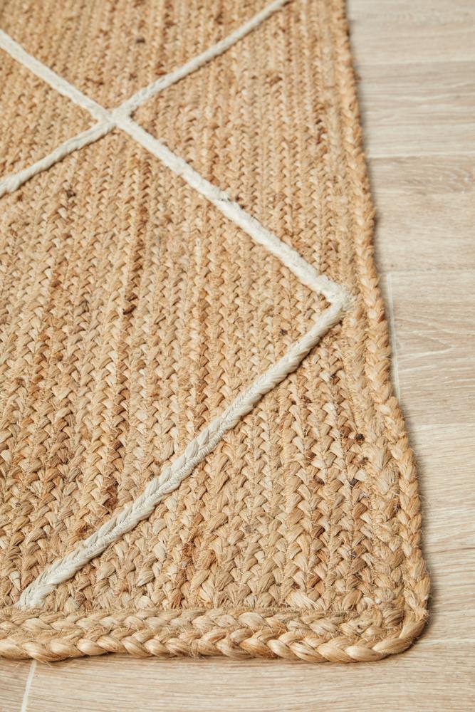Noosa Diamond Natural Jute Rug Simple Style Co