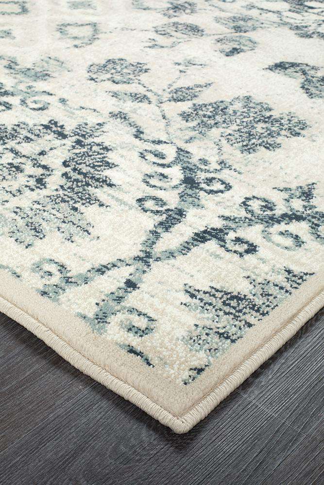 Rug Culture Rugs Oxford Ivory & Blue Runner