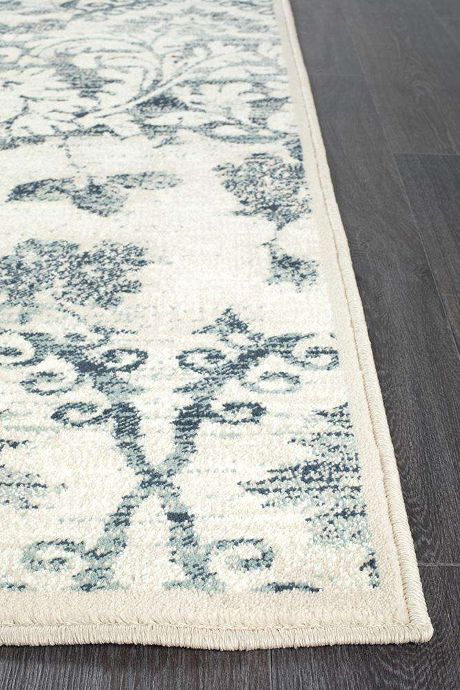 Rug Culture Rugs Oxford Ivory & Blue Runner