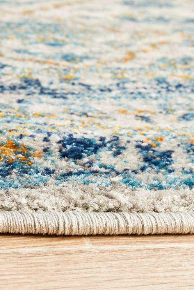 Rug Culture RUGS Rimini Blue &amp; Grey Transitional Round Rug (Discontinued)