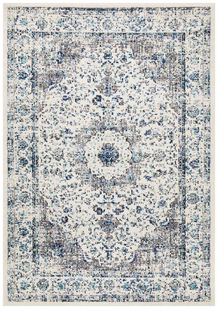 Rug Culture RUGS Sivas Ivory &amp; Blue Distressed Transitional Rug