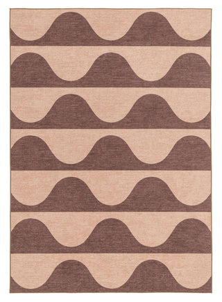 Sobe Pink and Burgundy Wave Stripe Indoor Outdoor Washable Rug