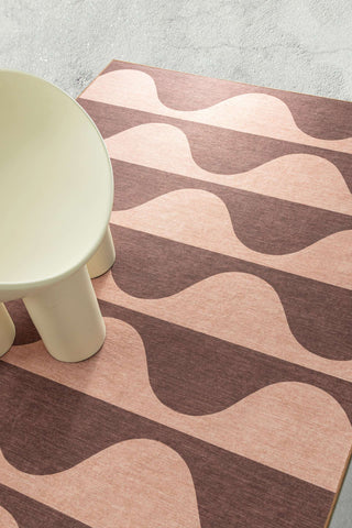 Sobe Pink and Burgundy Wave Stripe Indoor Outdoor Washable Rug