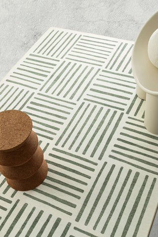 Talamook Green Matchstick Indoor Outdoor Washable Rug
