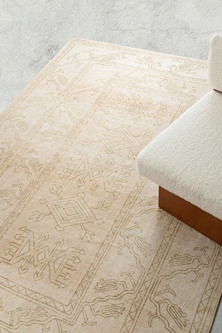Teruel Traditional Beige Washable Rug