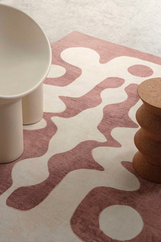 Thio Mirage Rose Clay and Cream Washable Rug