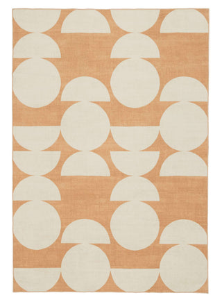Tiari Half Moons Printed Peach and Cream Washable Rug