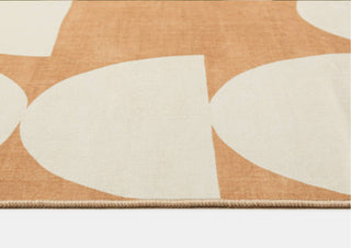 Tiari Half Moons Printed Peach and Cream Washable Rug