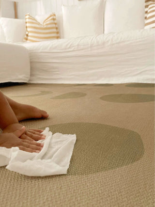 Tiba Green Brown Print Indoor Outdoor Washable Rug