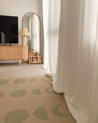 Tiba Green Brown Print Indoor Outdoor Washable Rug