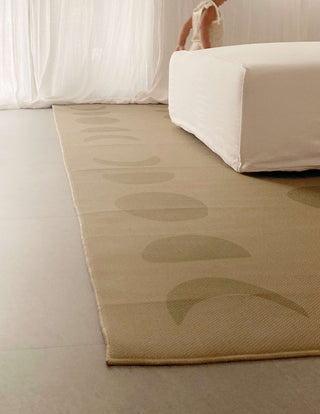 Tiba Green Brown Print Indoor Outdoor Washable Rug