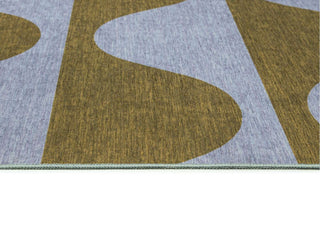 Wynwood Olive and Blue Wave Stripe Indoor Outdoor Washable Rug