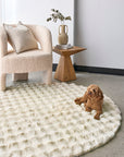 Bubble Natural Round Washable Rug
