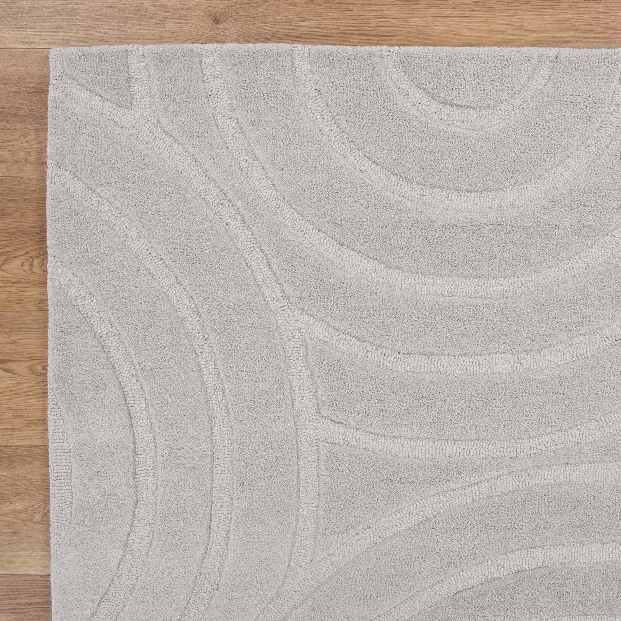 Detailed view of the Ellipse Light Grey Wool Rug | Simple Style Co