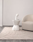 Ellipse Beige Wool Rug styled with modern furniture | Simple Style Co