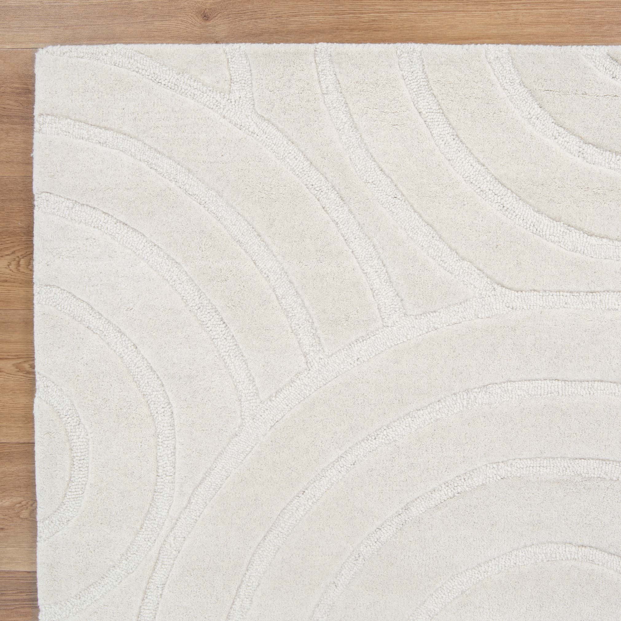 Close up view of the Ellipse Cream Wool Rug | Simple Style Co