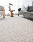 Prague Niko Silver Rug styled in living room | Simple Style Co
