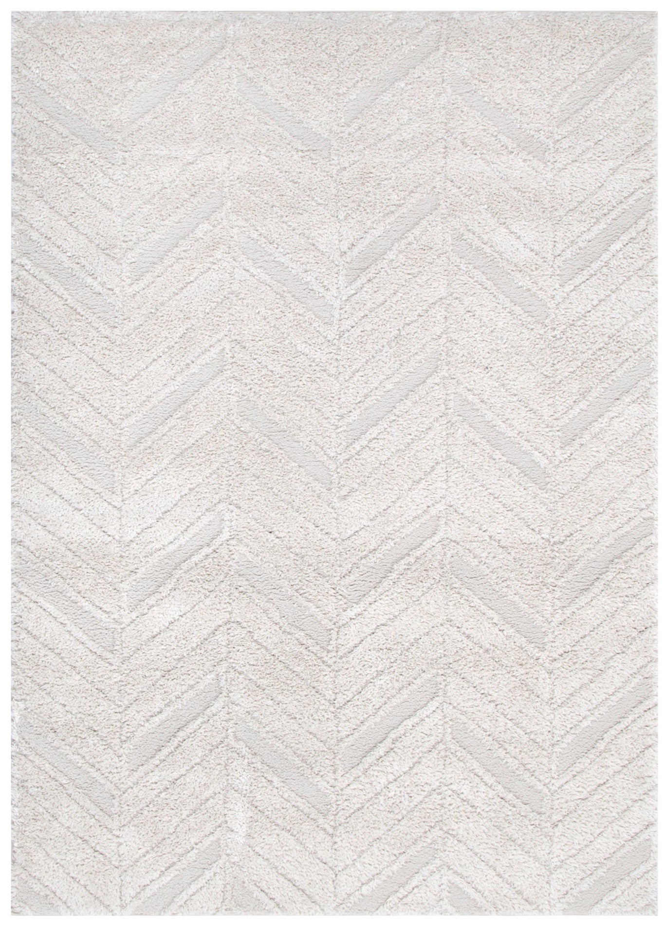 Tender Chevron Beige Shag Rug